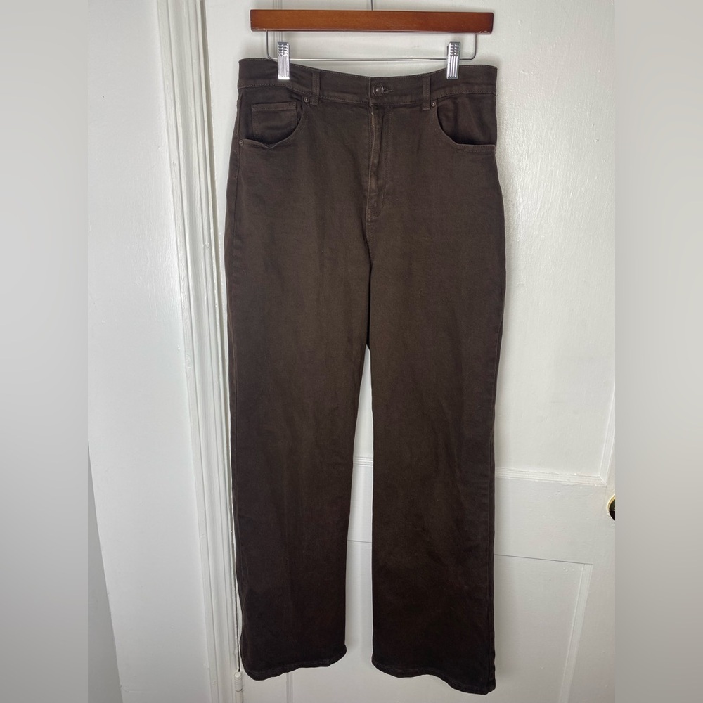 Ardene 90s 09 Talle Dark Brown High Rise Straight-Leg Denim Jean Pants